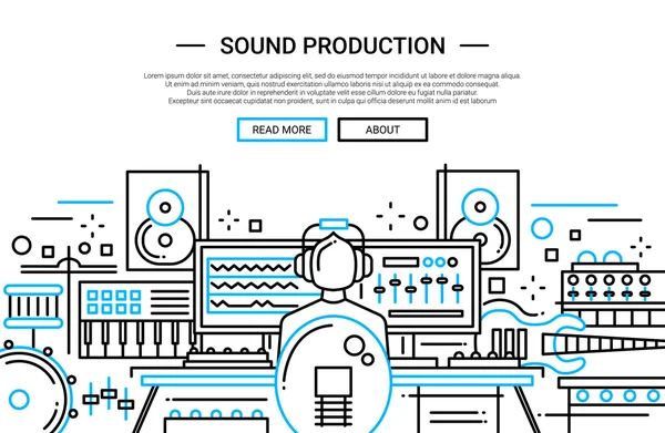 Producción de sonido - plantilla de banner de encabezado del sitio web — Vector de stock