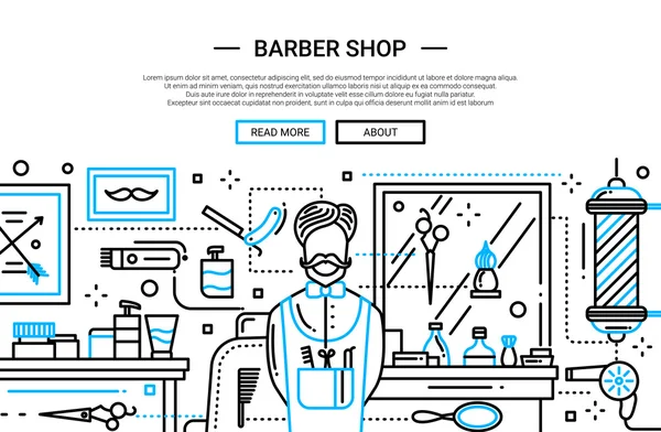 Barbeiro loja na cidade - banner do site —  Vetores de Stock