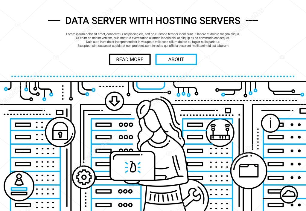 Data Server and Hosting - line design website header