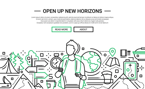 Ouvrir de nouveaux horizons - bannière de site Web de conception de ligne — Image vectorielle