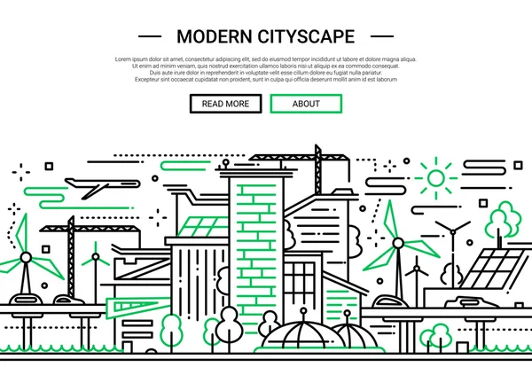 Modern Cityscape - line design website banner — Διανυσματικό Αρχείο