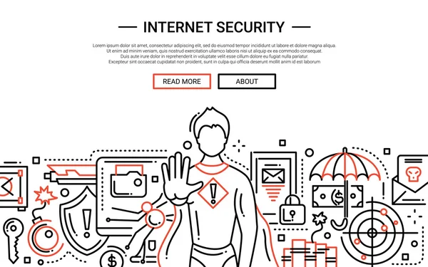 Internet Security - banner do site de design de linha —  Vetores de Stock