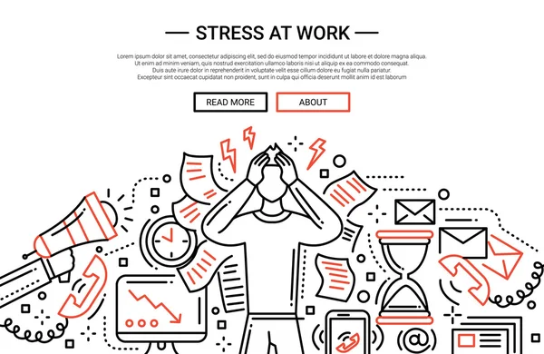 Stress au travail - bannière plate de site Web de conception de ligne — Image vectorielle