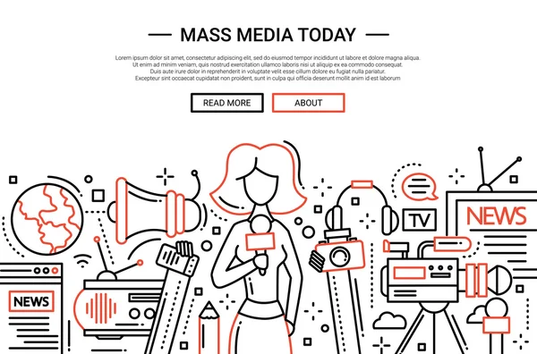 Mass Media Today - intestazione del sito web di progettazione di linee — Vettoriale Stock
