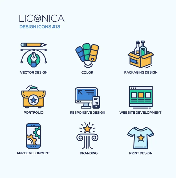 Diseño - iconos de diseño de línea delgada, pictogramas — Vector de stock