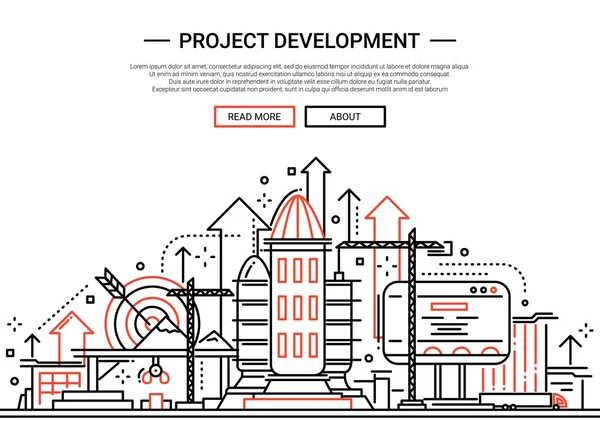 Desenvolvimento de Projetos - banner do site de design de linha — Vetor de Stock