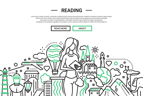 Reading - банер веб-сайту лінійного дизайну — стоковий вектор