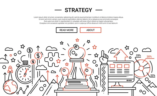 Estrategia - línea diseño sitio web banner temlate — Vector de stock