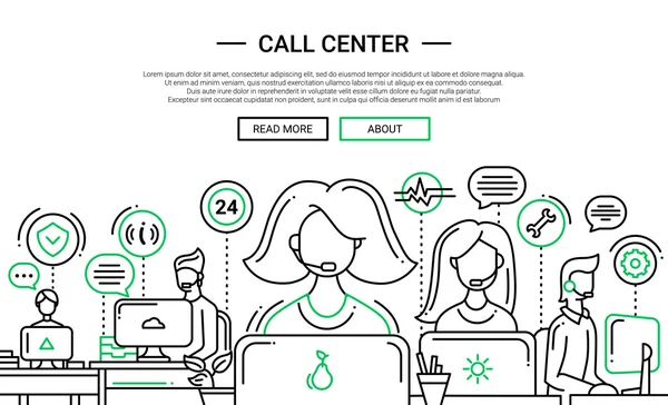 Call centrum - line design webové stránky banner temlate — Stockový vektor