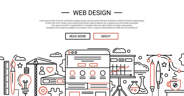 Diseño Web - línea temlate banner sitio web — Vector de stock