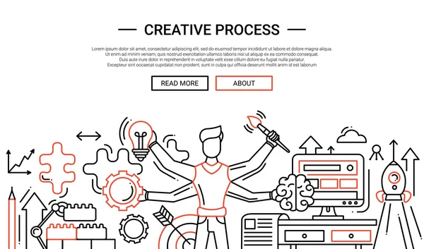 Proceso creativo - diseño de línea sitio web temlate — Archivo Imágenes Vectoriales