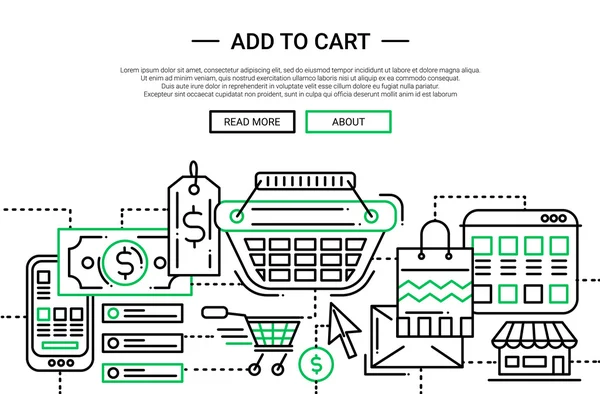 Добавить в Cart - шаблон баннера сайта линейного дизайна — стоковый вектор