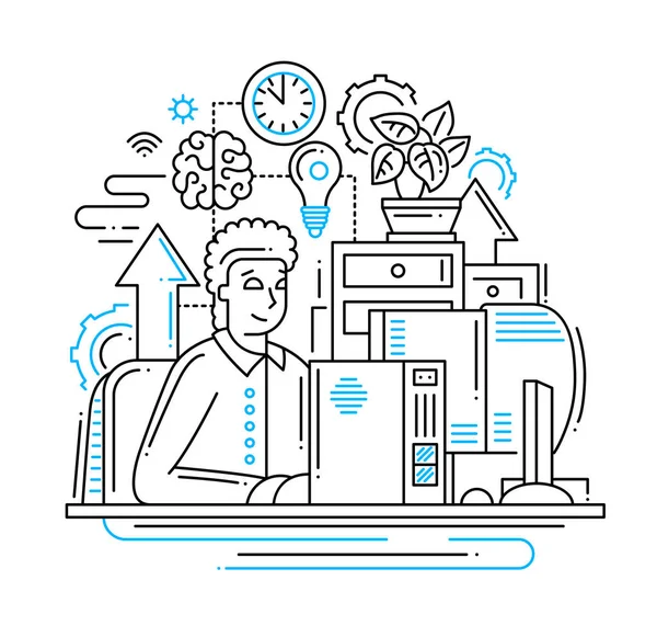 Arbeit online - Liniendesign Illustration — Stockvektor