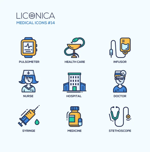 Medicina - ícones de design de linha fina, pictogramas — Vetor de Stock