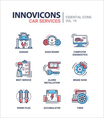 Araba hizmetleri çağdaş ince çizgi tasarım simgeler ve semboller
