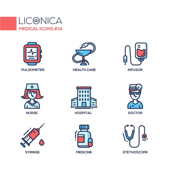 Medicina - iconos de diseño de línea delgada, pictogramas — Archivo Imágenes Vectoriales