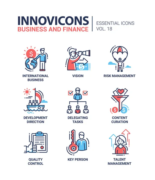 İş, finans modern ince çizgi tasarım simgeler ve semboller