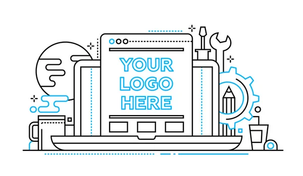 Programmierwerkzeuge - Zeilendesign-Illumination mit Copyspace für Logo — Stockvektor