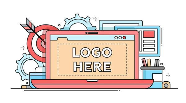 Marketing - flache Design-Illustration mit Copyspace für Logo — Stockvektor
