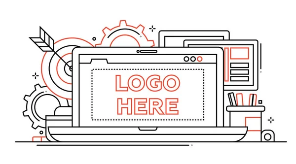 Marketing - ilustración de diseño de línea con copyspace para Logo — Vector de stock