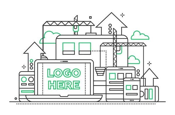 Herramientas de programación - ilustración de diseño de línea con copyspace para Logo — Vector de stock