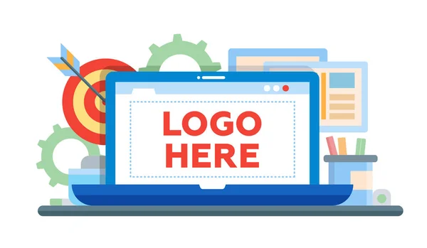 Marketing - flache Design-Illustration mit Copyspace für Logo — Stockvektor