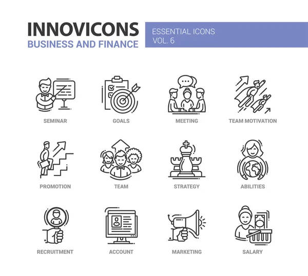 Conjunto de iconos de diseño de línea de negocio y fnance — Vector de stock