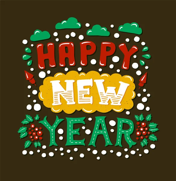 Feliz Año Nuevo Poster Vintage — Vector de stock