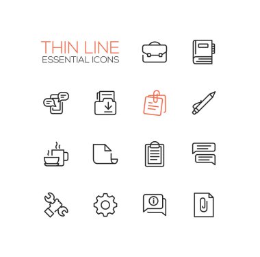 İş, Office - ince tek satır Icons Set
