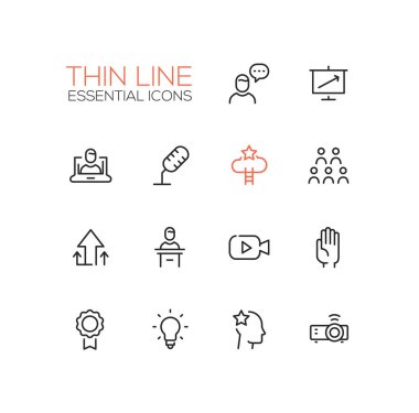 İş eğitim - ince tek satır Icons Set