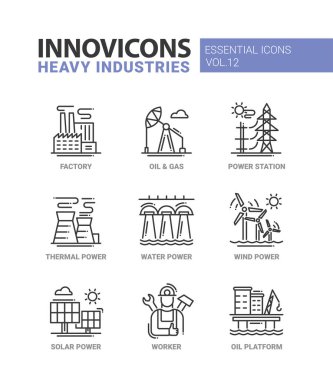 Ağır sanayi satırı tasarım Icons set