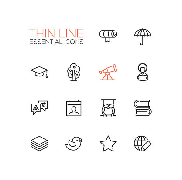 Education - Thin Single Line Icons Set