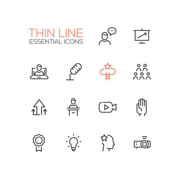 Business Training - Thin Single Line Icons Set
