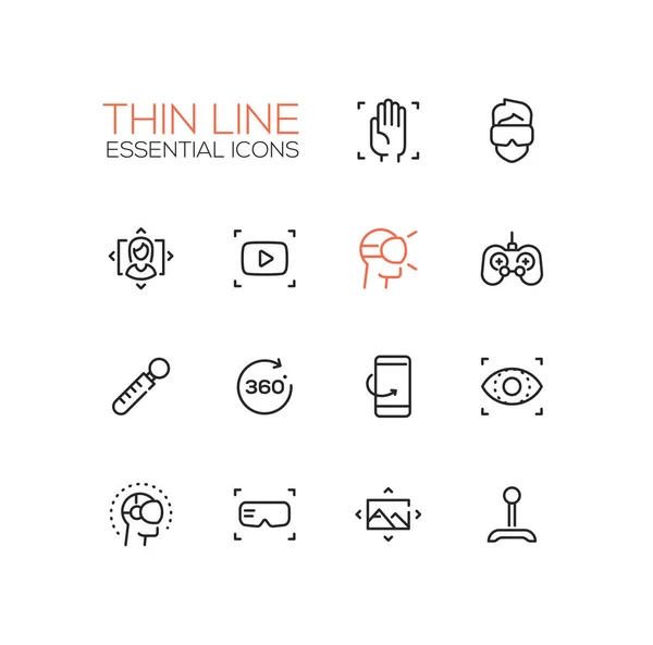 Virtual Reality - Thin Single Line Icons Set — Stock Vector