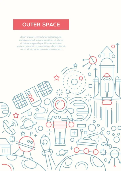 Vesmír - line design brožura plakát šablona A4 — Stockový vektor