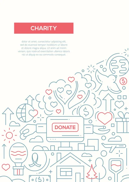 Charity - plantilla de póster de diseño de línea A4 — Vector de stock