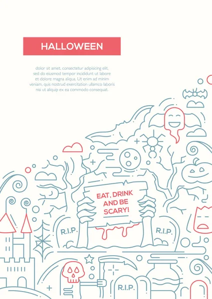 Halloween - line design broschüre poster template a4 — Stockvektor