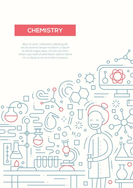 Química - modelo de cartaz de brochura de design de linha A4 —  Vetores de Stock