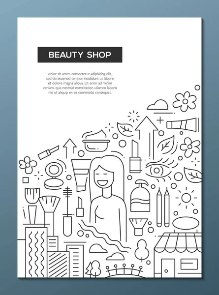 Salon piękności - szablon wiersza projektu Broszura plakat A4 — Wektor stockowy