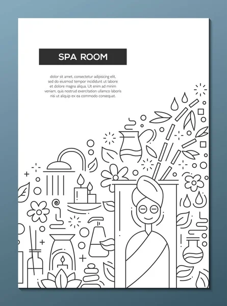 Spa Room - line design brochure poster template A4 — Stock Vector