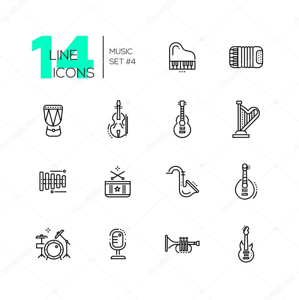 Musical Instruments - line icons set