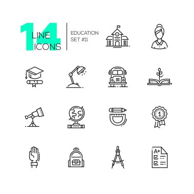 Okul ve eğitim - çizgi Icons set