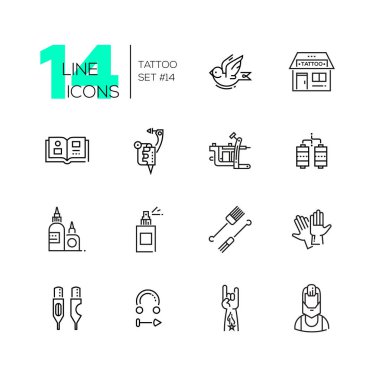 Tattoo Studio - çizgi Icons set
