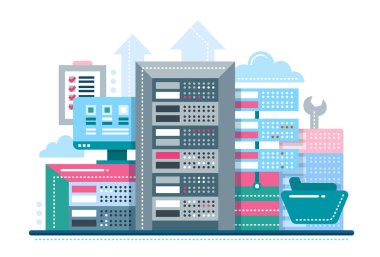 Sunucular - düz Tasarım Web sitesi banner