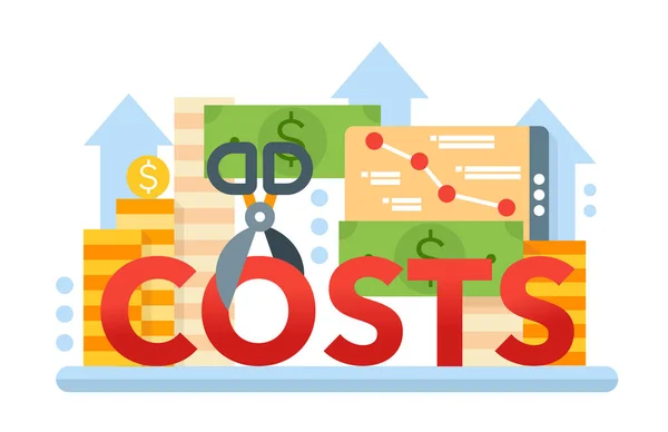 Reducir costos - banner del sitio web de diseño plano — Vector de stock