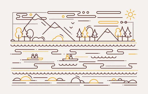 水旅游-线平面设计插图 — 图库矢量图片