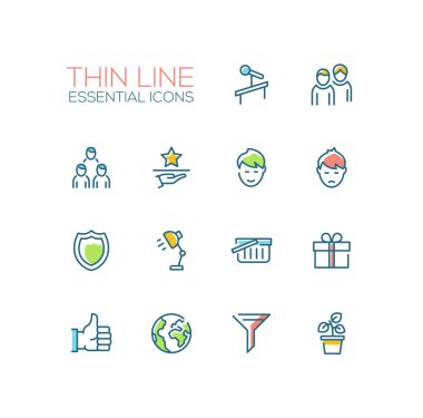 İş - ince tek satır Icons Set