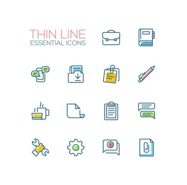 İş, Office - ince tek satır Icons Set