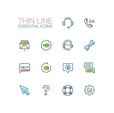 Yardım Merkezi - tek satır Icons Set ince