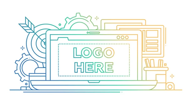 Marketing - ilustração de design de linha com copyspace para Logo — Vetor de Stock
